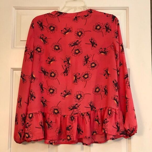 Gap Women’s Pink Poppy V-neck Blouse Size Small - Picture 5 of 11